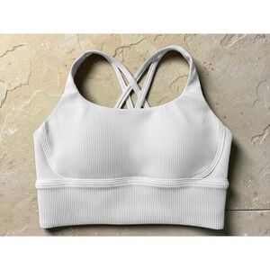 Lululemon Energy Longline Ribbed Sports Bra Size 4 White Luxtreme Medium Support